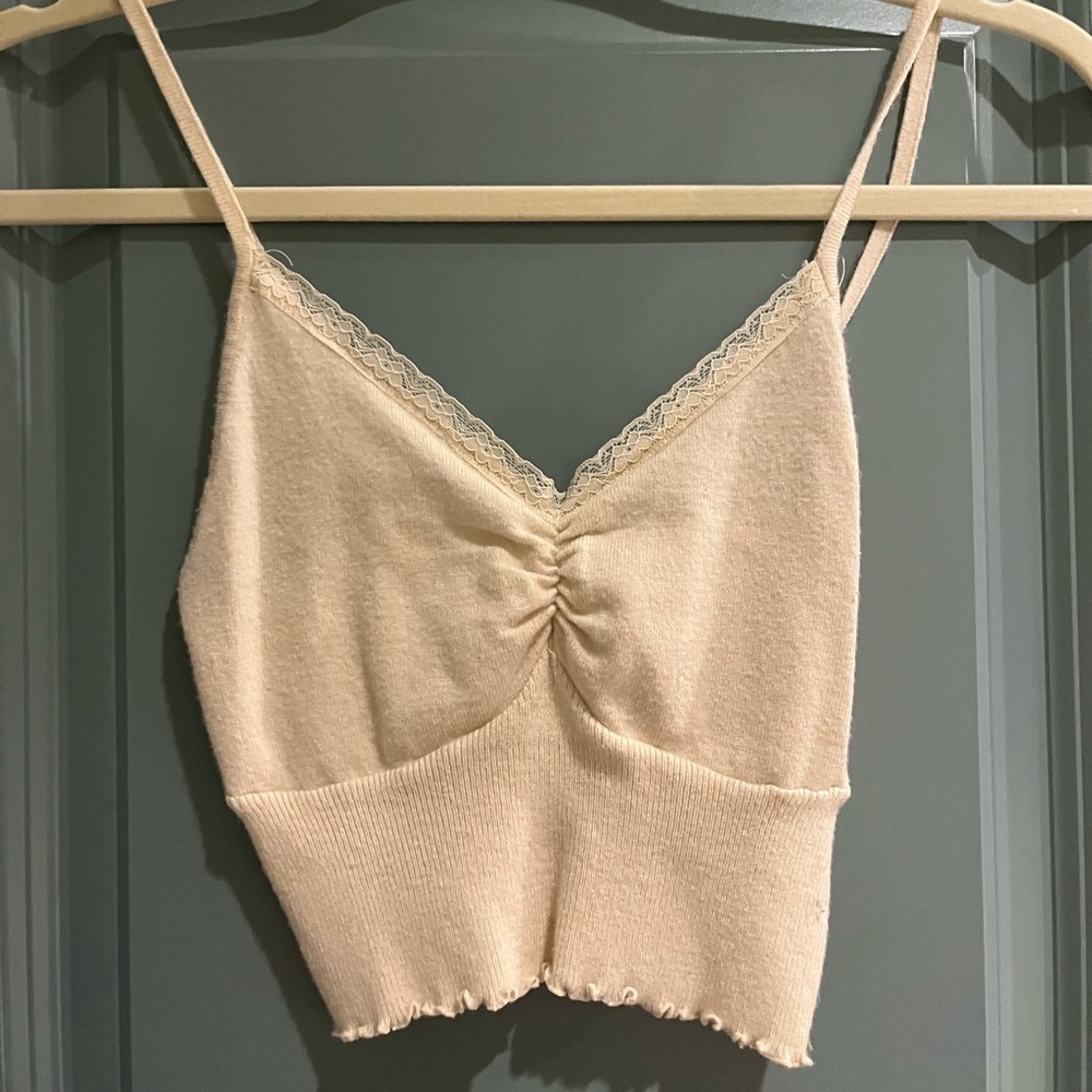 PacSun tan tank top with lace details